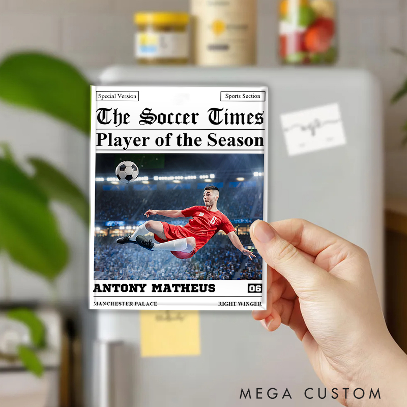 Personalized The Sports Times Baseball Newspaper Refrigerator Magnet with Custom Photo and Text  