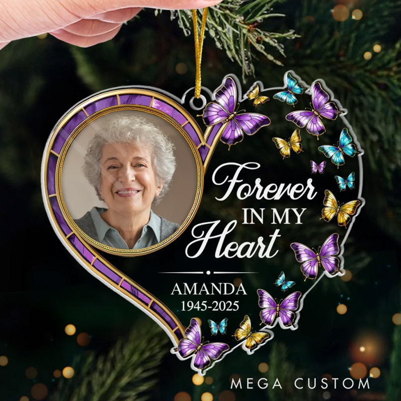 Personalized Christmas Memorial Ornament Custom Photo Acrylic Ornament Sympathy Gifts for Loss of Loved One A Life Cherished Always Remembered