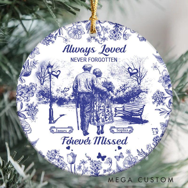 Personalized Memorial Ornament The Day I Lost You Floral Couple Design Memorial Gifts for Loss of Loved One Ceramic Ornament