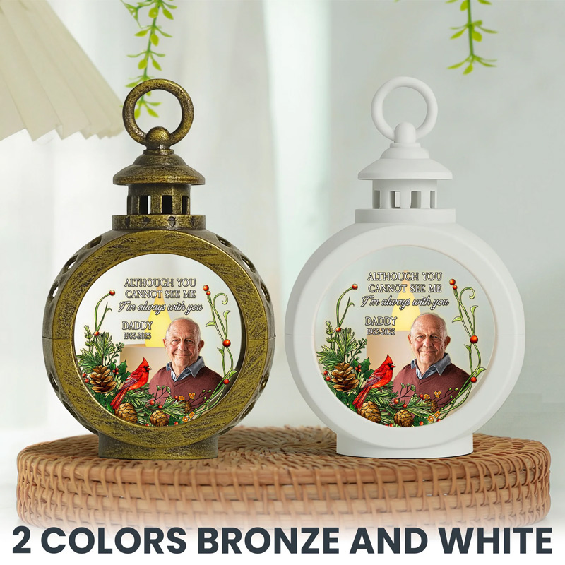 Personalized Photo Lantern Night Light Although You Cannot See Me I'm Always With You Sympathy Gift