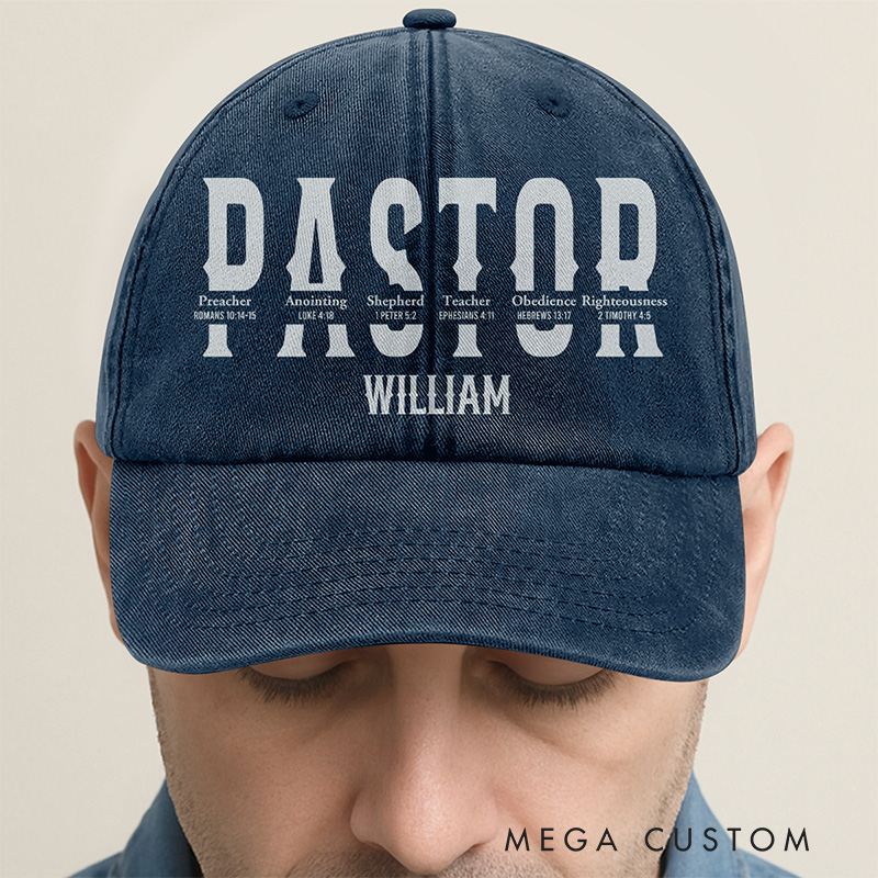 Personalized Pastor's Calling Vintage Washed Cap with Name Cotton Baseball Cap Rrligious Gift for Pastor