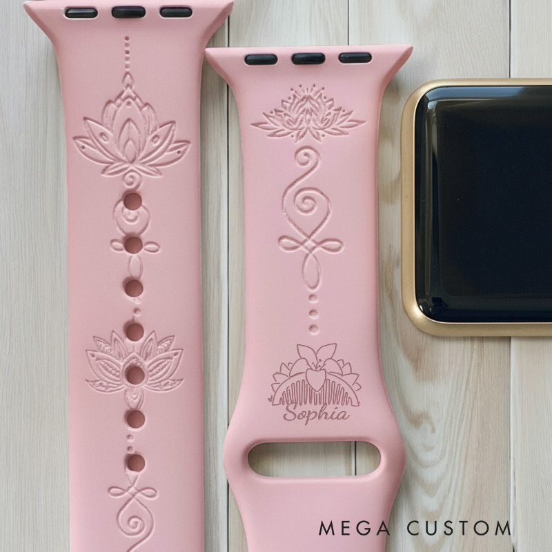 Personalized Lotus Flower Silicone Watch Band for Apple Watch Movie Lover Apple Watch Strap
