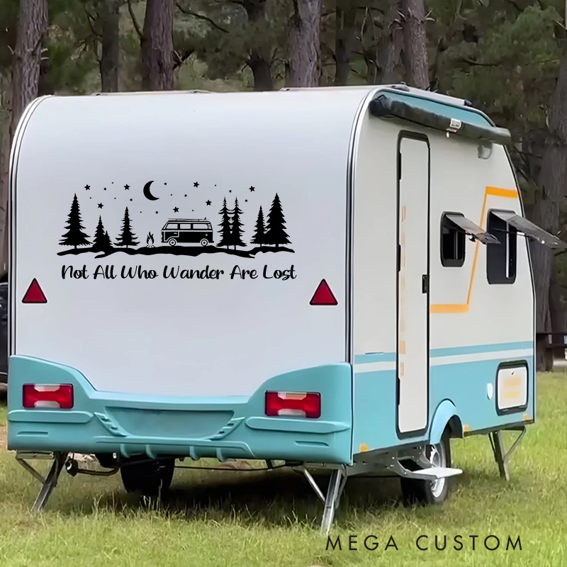 Personalized Camper Van Sticker Adventure Forest Scene Vinyl Decal Camper Rv Decor Gift for Outdoor Enthusiasts