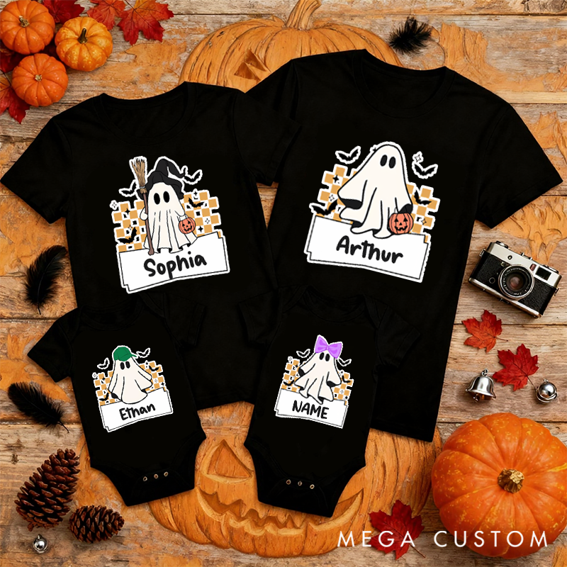 Personalized Cute Halloween Ghost Theme Fun Design Family Matching Outfit