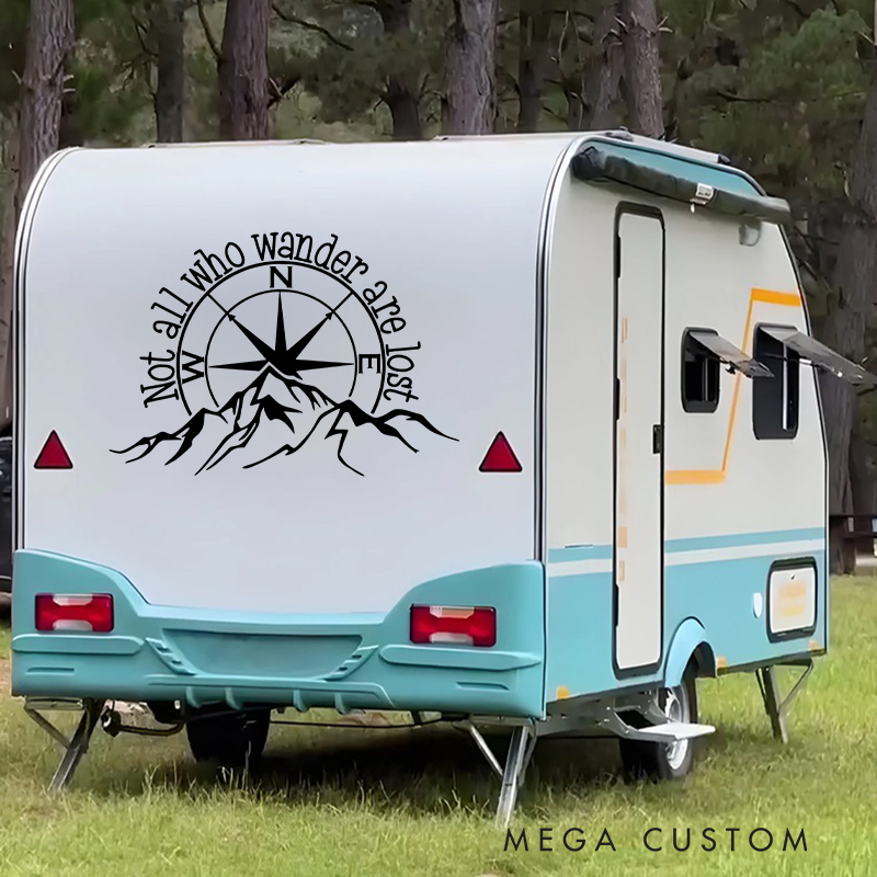 Personalized Adventure Compass Decal Funny Travel Trailer Decal Camper Van Sticker gift for Outdoor enthusiasts