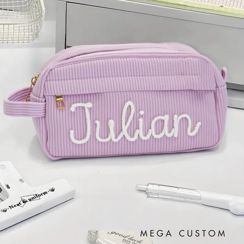 Personalized Name Pencil Case Corduroy Pencil Case for Kids with Name Yarn Name Pencil Case Back to School Gifts