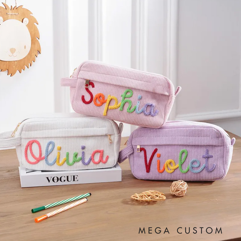 Personalized Handmade Yarn Name Pencil Case Monogram Pencil Bag Back to School Gift