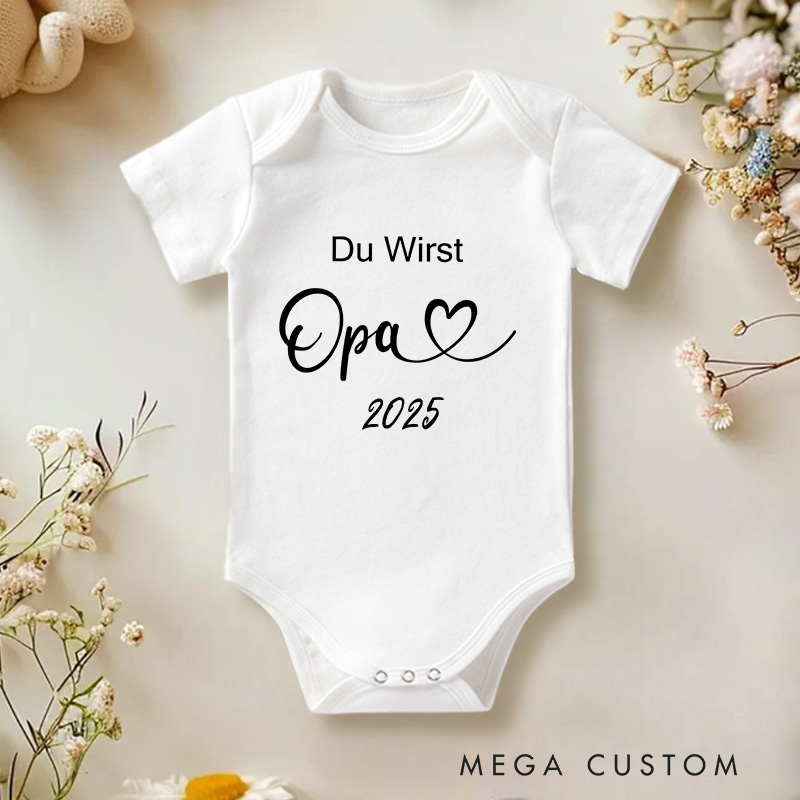 Personalized Du wirst Opa Baby Onesie New Baby Girl Boy Gift Pregnancy Announcement Gift