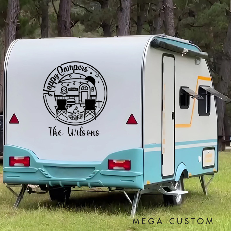 Personalized Chappy Campers Vinyl Decal Custom with Last Name Van Life Decal Camper Sticker Gift for Outdoor Adventure Enthusiasts