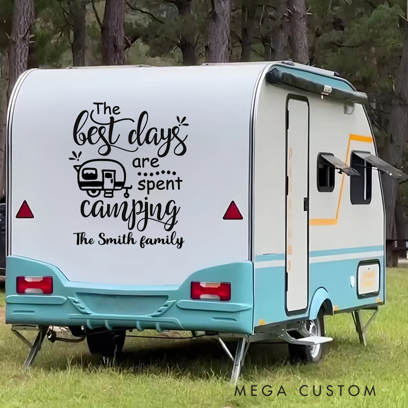 Personalized the Best Days Are Spent Camping Decal Custom Camper Decal Rv Slideout Decal Funny Camping Decor Gift for Outdoor Lover