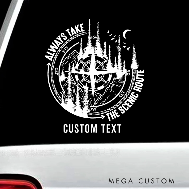 Personalized Scenic Route Rv Door Decal Camper Decal Car Decor Glamping Window Sticker Gift for Outdoor Adventure Lover