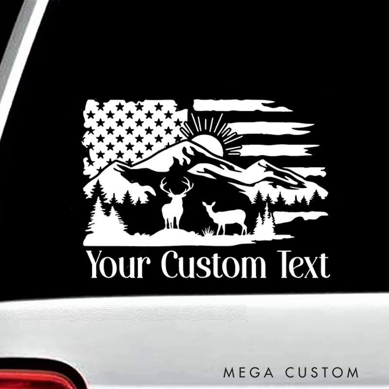 Personalized Family Name Decal Flag Deer Decal Decal for Camper or Fifth Wheel Gift for Outdoor Adventure Lover