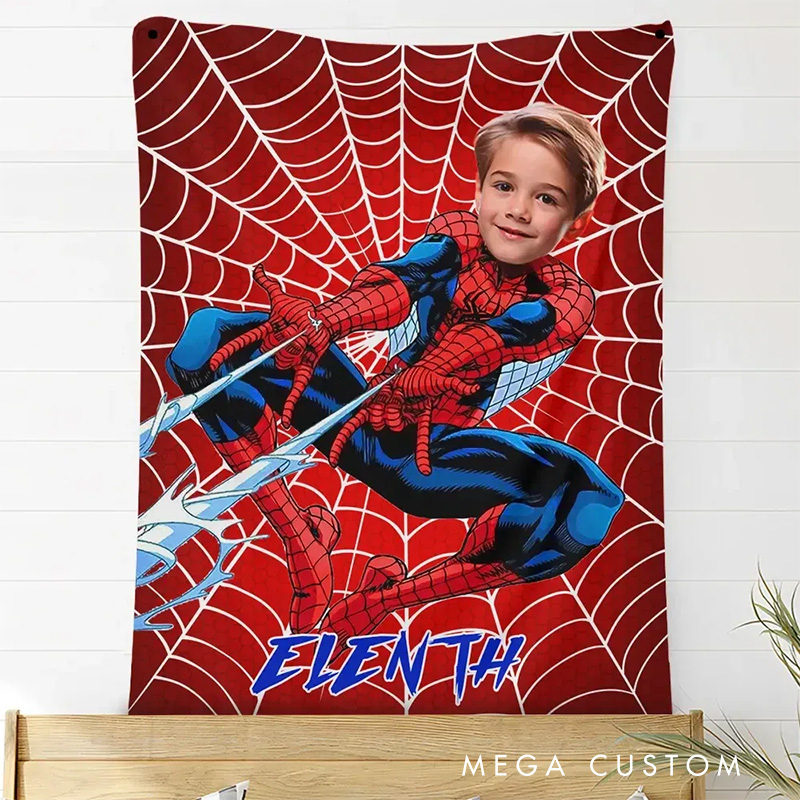 Personalized Red Fantasy Anime Blanket for Kids Christmas Flannel Blanket Movie Blanket with Name Film Fan