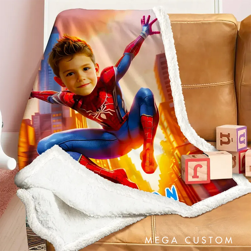 Personalized City Fantasy Anime Blanket for Kids Christmas Flannel Blanket Movie Blanket with Name Film Fan