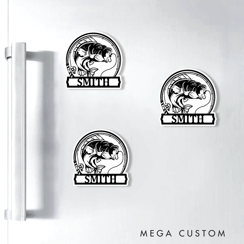 Personalized Fishing Theme Fridge Magnets Durable and Strong Magnetic Hold Unique Custom Design Perfect for Home Decor or Gifts for Fishing Lover