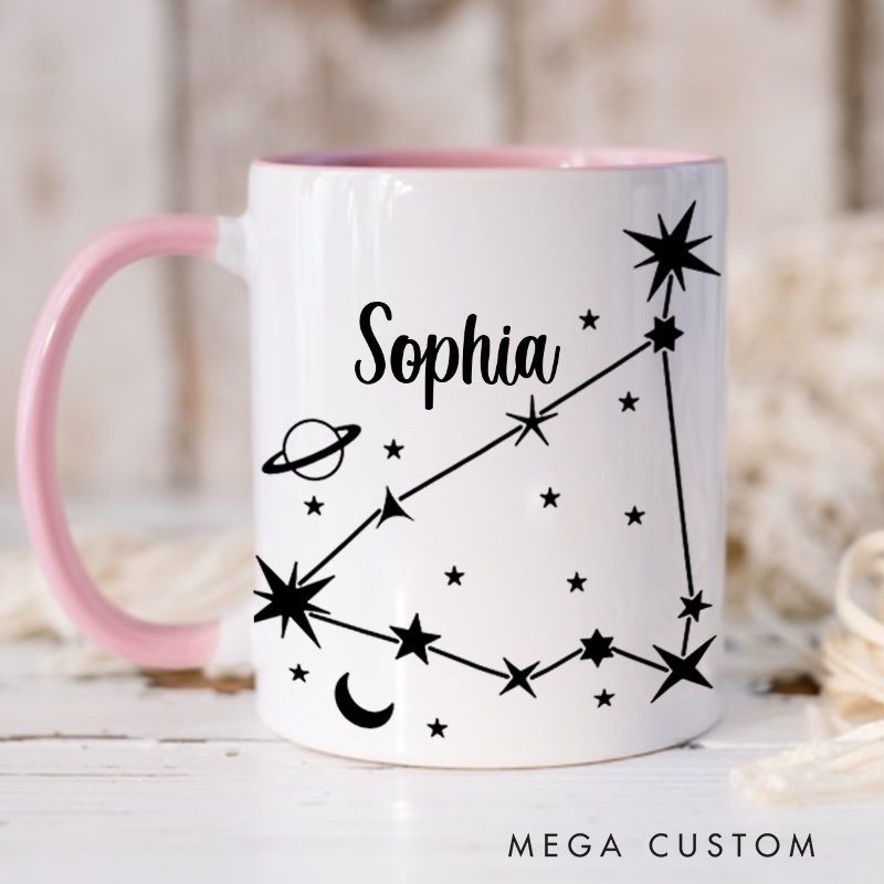 Personalized Mugs With Zodiac Signs and Their Names Custom Coffee Cup Custom Mug With Name Birthday Gift