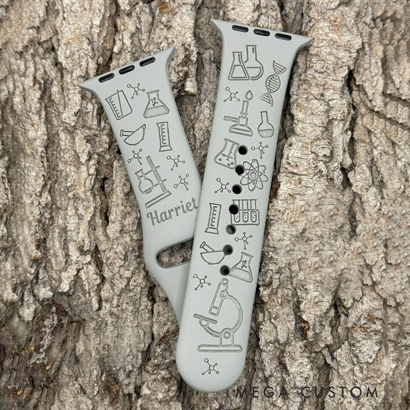 Personalized Science Chemistry Silicone Watch Band Engraved Apple Watch Band Gift for Geek Science Enthusiasts