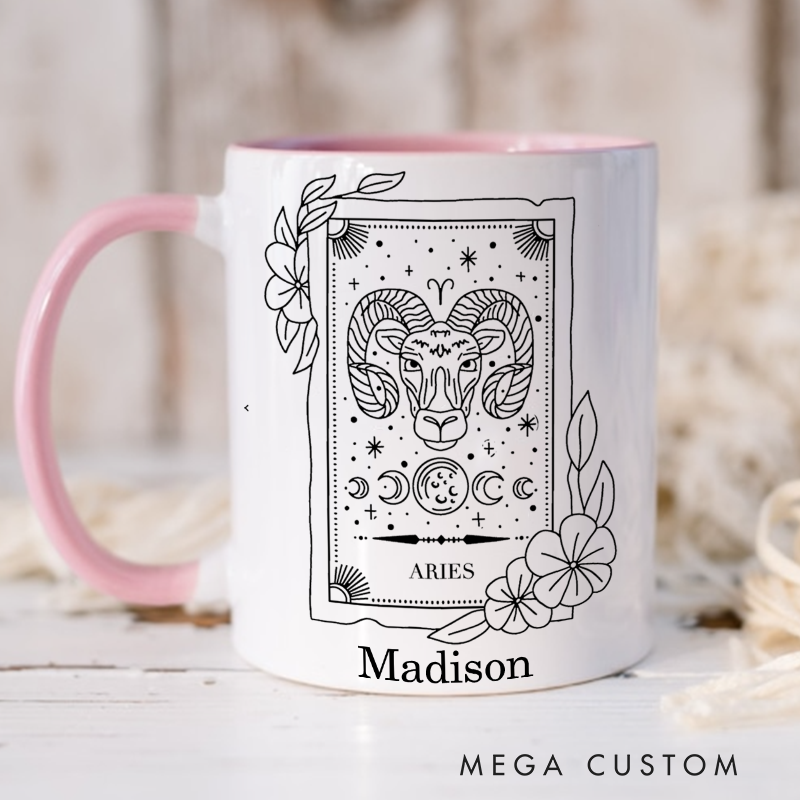 Personalized Zodiac Sign Mug Coffee Tumbler Zodiac Personalized Birthday Gift for Best Friend Astrology Gift Celestial Moon Gifts Christmas Zodiac Gift