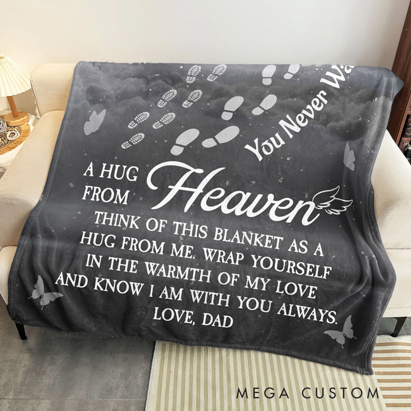 Personalized Photo Blanket You Never Walk Alone Hugs From Heaven Blanket Loss of Loved Ones Gifts