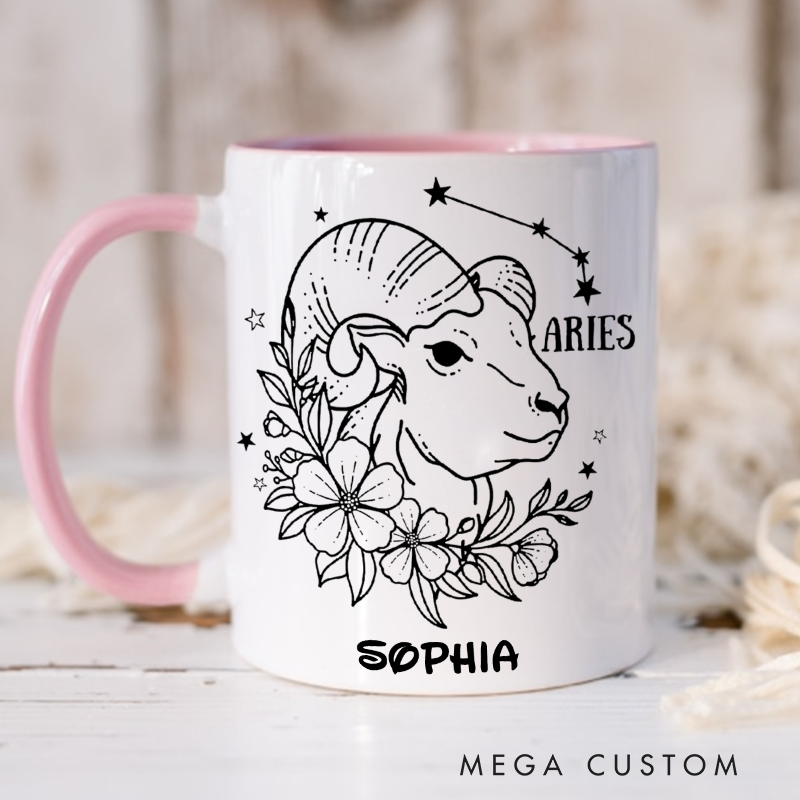 Personalized Floral Zodiac Iced Coffee Cup With Name Birthday Gift Horoscope Coffee Cups Astrology