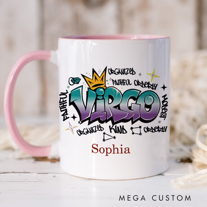Personalized Zodiac Sign Mug Custom Graffiti Style Horoscope Coffee Cup Custom Astrology Gift Custom Zodiac Mug With Name