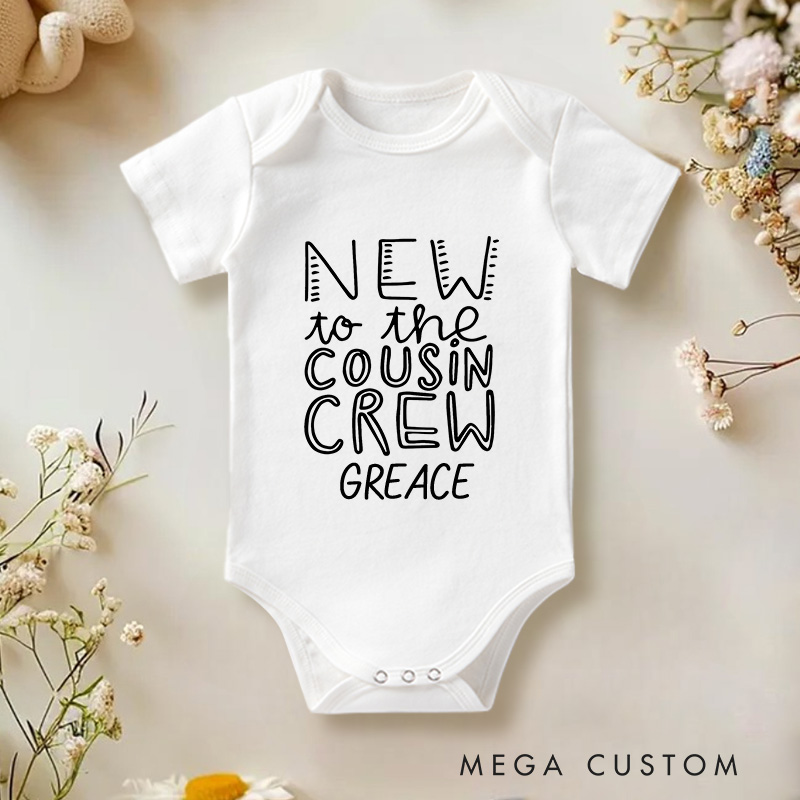 Personalized New To The Cousin Crew Baby Onesie Baby Shower Gift Cousin Announcement Gift