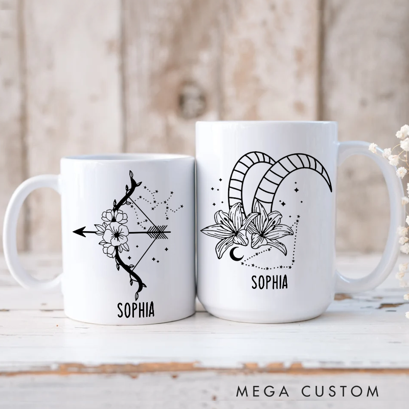 Personalized Mugs With Zodiac Signs Custom Coffee Cup Custom Mug With Name Birthday Gift
