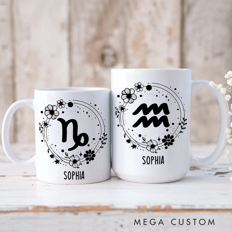 Personalized Mugs With Zodiac Signs Custom Coffee Cup Custom Mug With Name Birthday Gift
