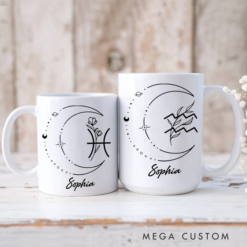 Personalized Mugs With Zodiac Signs Custom Coffee Cup Custom Mug With Name Birthday Gift