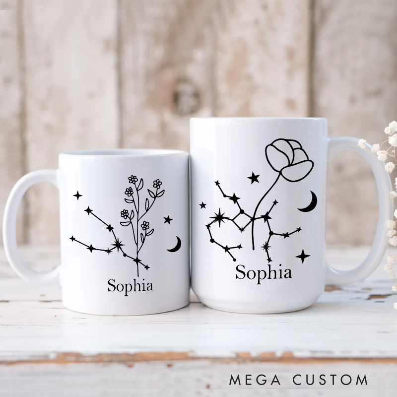 Personalized Mugs With Zodiac Signs Custom Coffee Cup Custom Mug With Name Birthday Gift