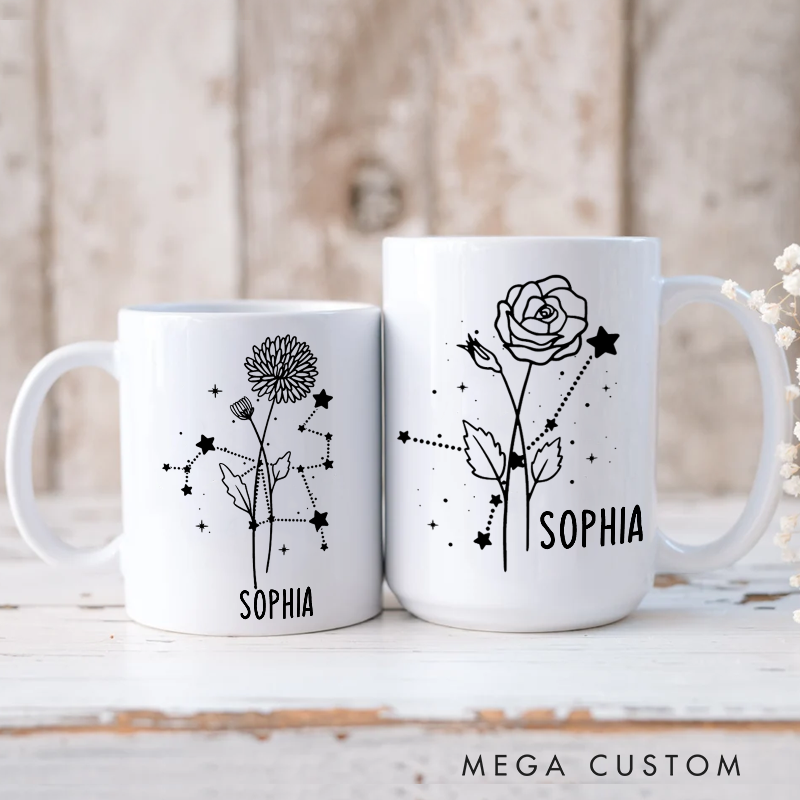 Personalized Mugs With Zodiac Signs Custom Coffee Cup Custom Mug With Name Birthday Gift