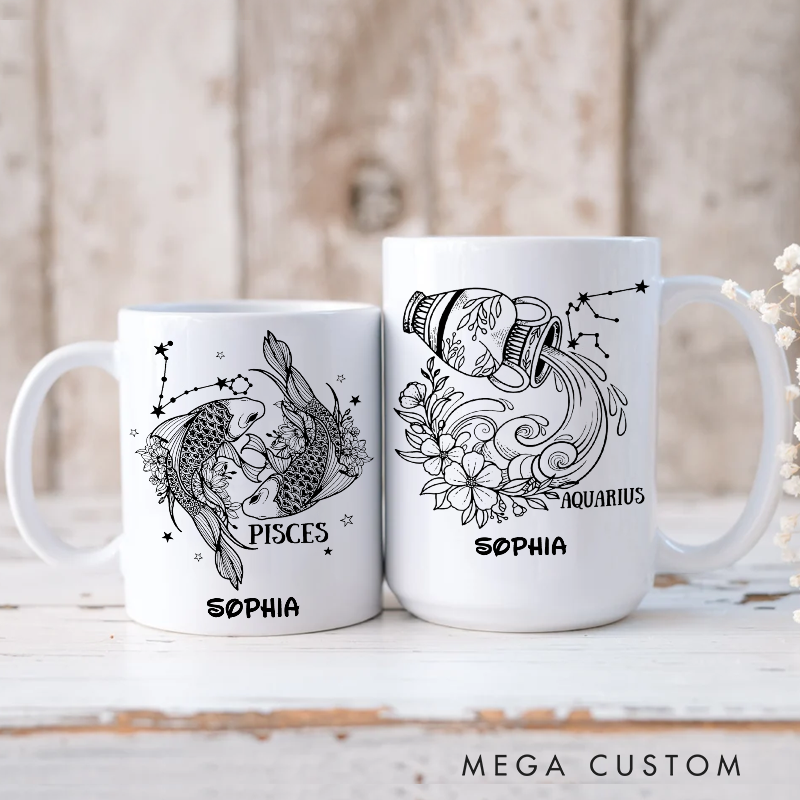 Personalized Floral Zodiac Iced Coffee Cup With Name Birthday Gift Horoscope Coffee Cups Astrology