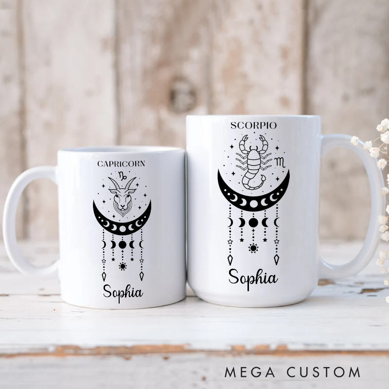 Personalized Zodiac Mug Custom Astrology Birthday Gift Horoscope Iced Coffee Cup