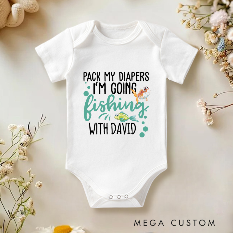 PersonalizedPack My Diapers I'm Going Fishing With Daddy  Baby Onesie Newborn Gift