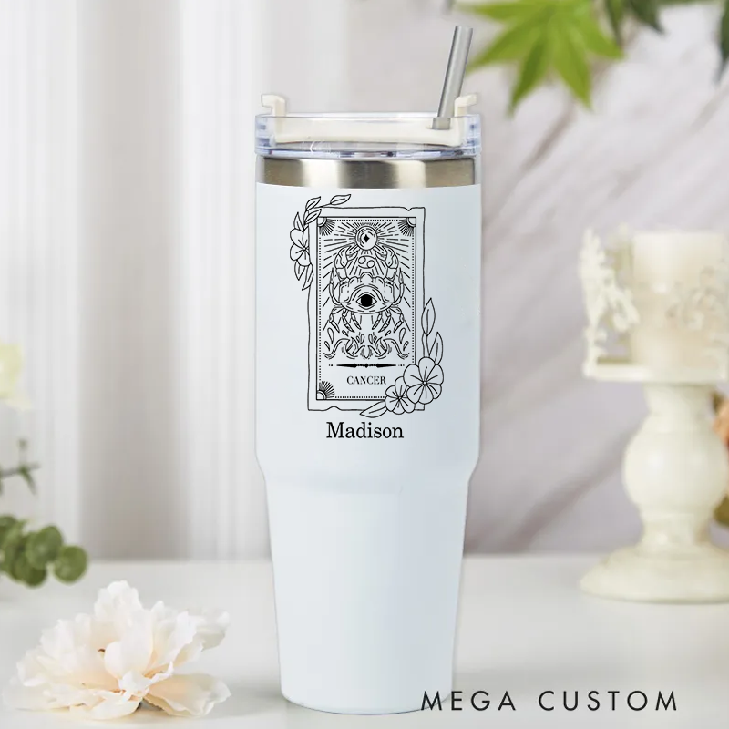 Personalized Zodiac Sign tainless Steel Cup with Straw Custom Insulated Tumbler Zodiac Personalized Birthday Gift Astrology Gift Celestial Moon Gifts Christmas Zodiac Gift