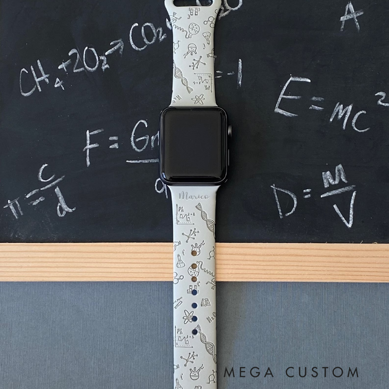 Personalized Science Enthusiasts Watch Band Engraved Silicone Science Chemistry Watchband Replacement Gift for Geek Nerd