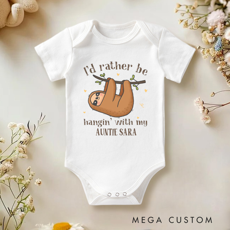 Personalized I'd Rather Be Hanging With My Aunt Baby Onesie New Baby Girl Boy Gift