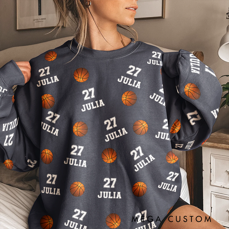 Personalized Basketball Sweatshirt with Custom Name and Number Design