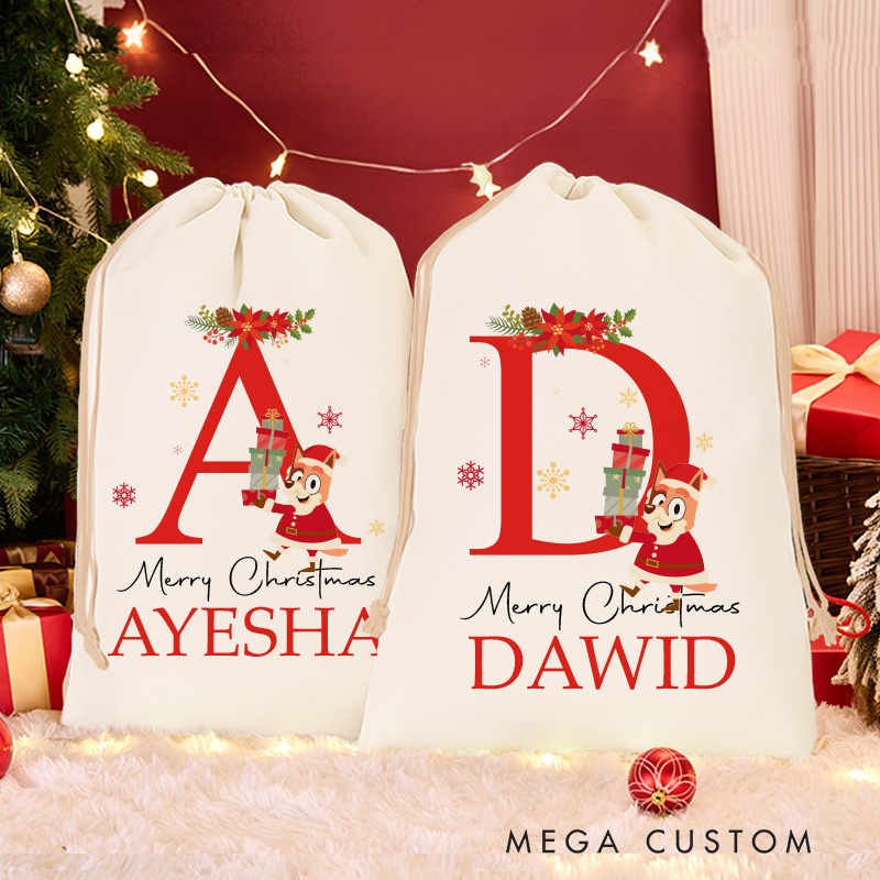 Personalized Cartoon Monogram Christmas Sack for Anime Lovers Santa Sack Christmas Gift Bag for Kids