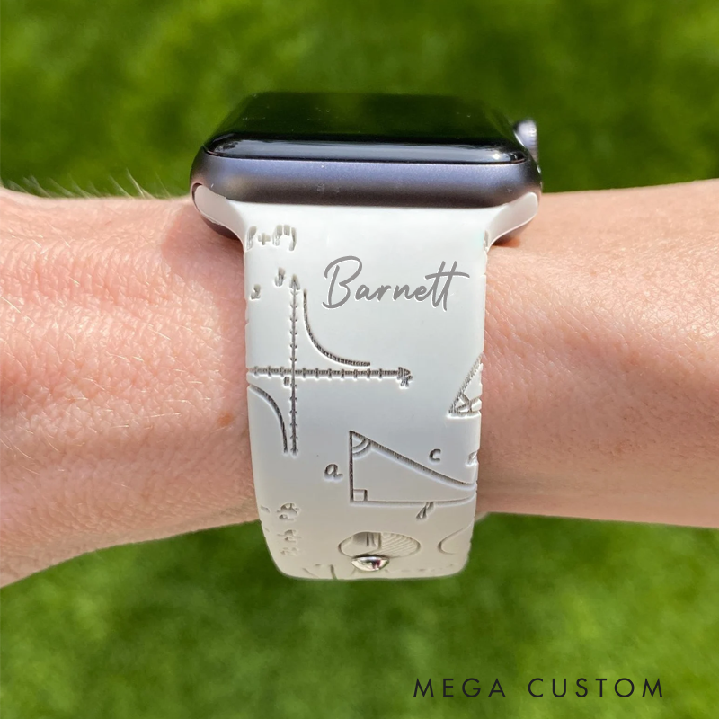 Personalized Math Lovers Watch Band Engraved Silicone Science Lover Watchband Replacement Gift for Geek Nerd
