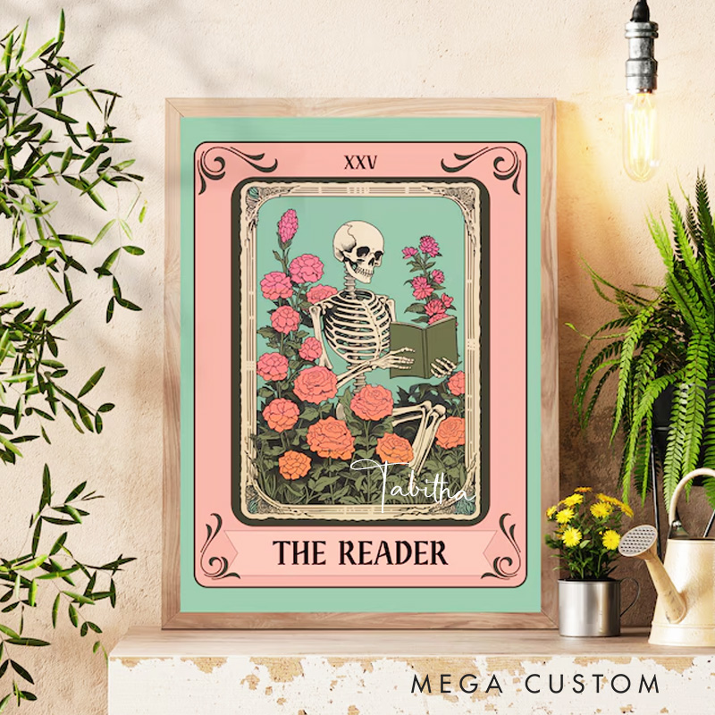 Personalized the Reader Tarot Print with Name Custom Reader Tarot Card Wall Decor Witchy Reading Nook Poster Book Lover Gift Bookish Gift