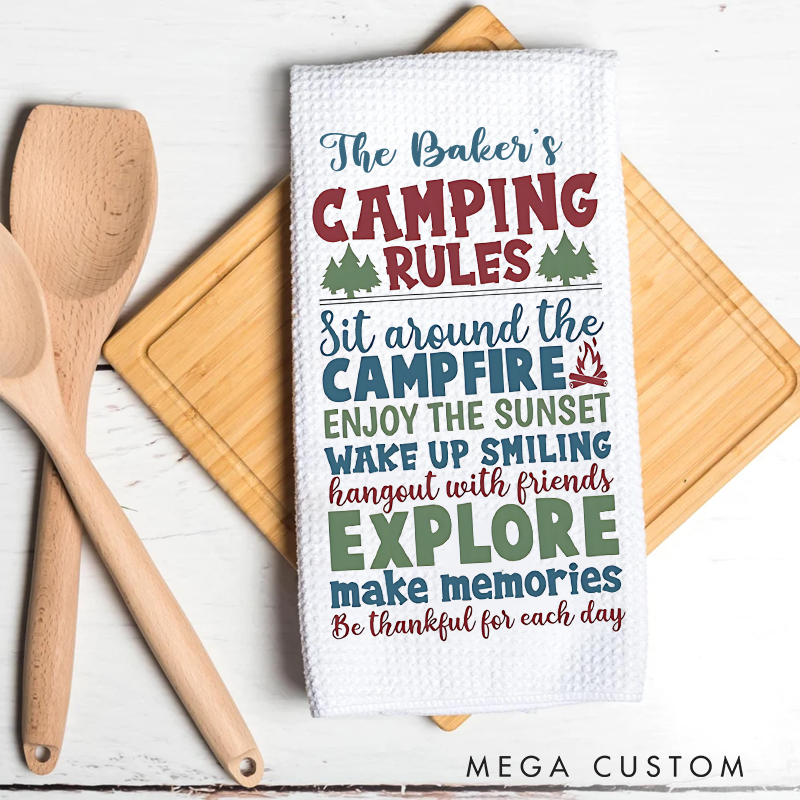 Personalized Camper Kitchen Towel Custom Camping Dish Towel Rv Decor Gift for Camper Lover