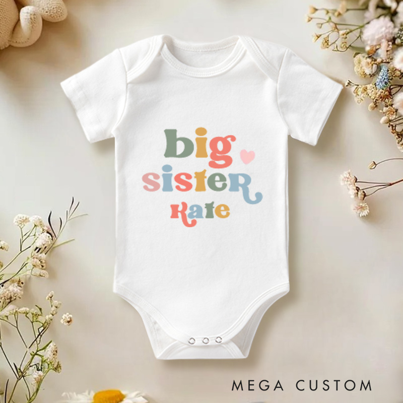 Personalized Big Sister Baby Onesie New Sister Gift Pregnancy Announcement Gift