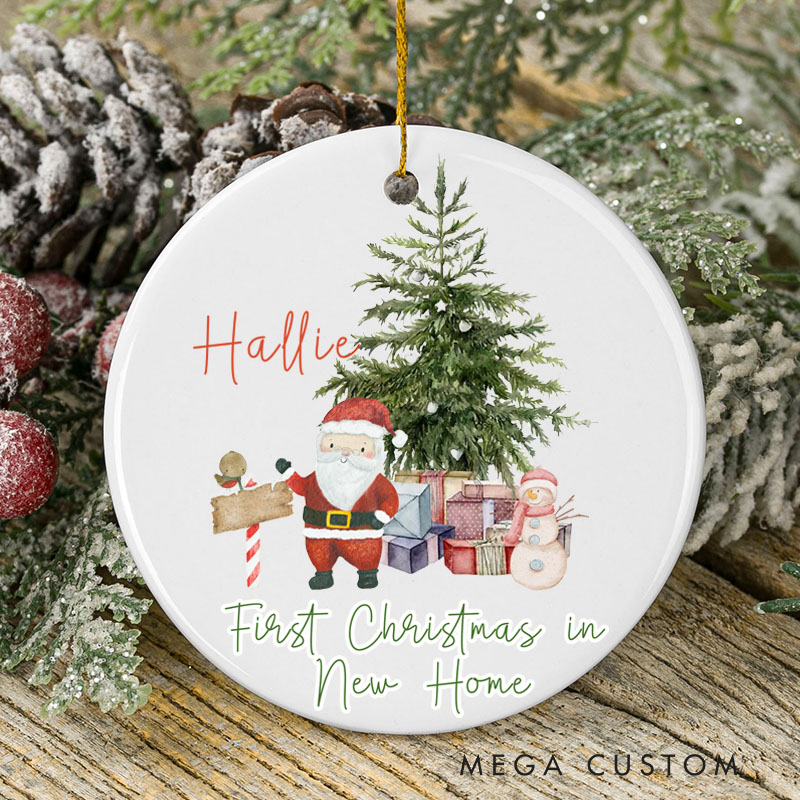 Personalized First Christmas in New Home Ornament 2025 Santa and Christmas Tree Design Custom Holiday Decoration for New Homeowners Festive Keepsake Gift