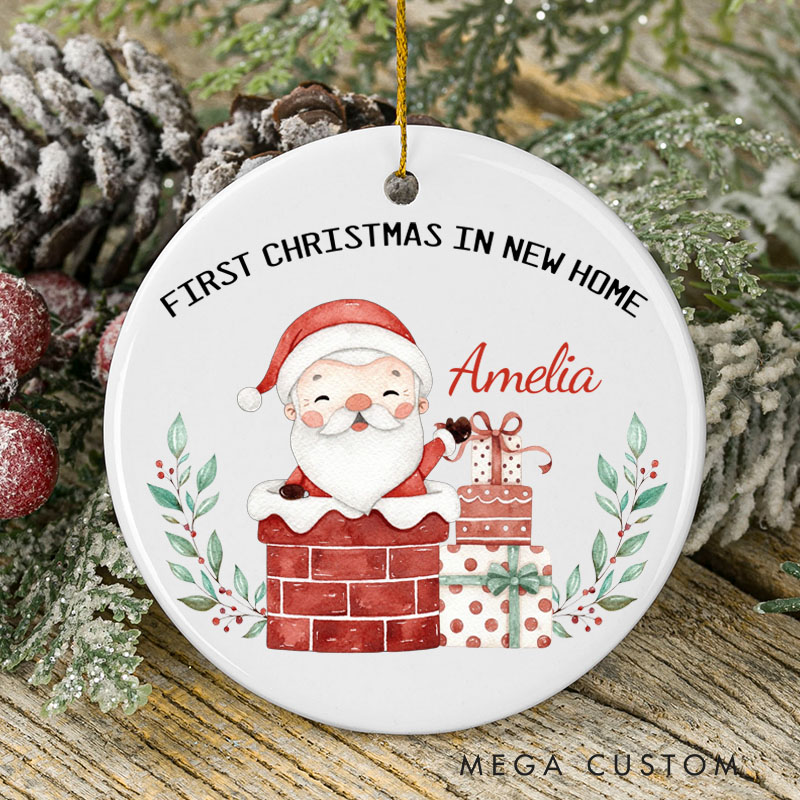 Personalized First Christmas in New Home Ornament 2025 Santa Chimney and Gift Design Custom Holiday Decoration for New Homeowners Festive Keepsake Gift