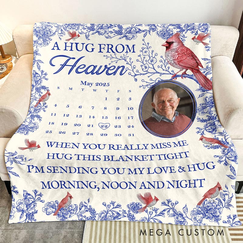Personalized Photo Blanket Hug This Blanket Tight I'm Sending You My Love Memorial Blanket Loss of Loved Ones Gifts