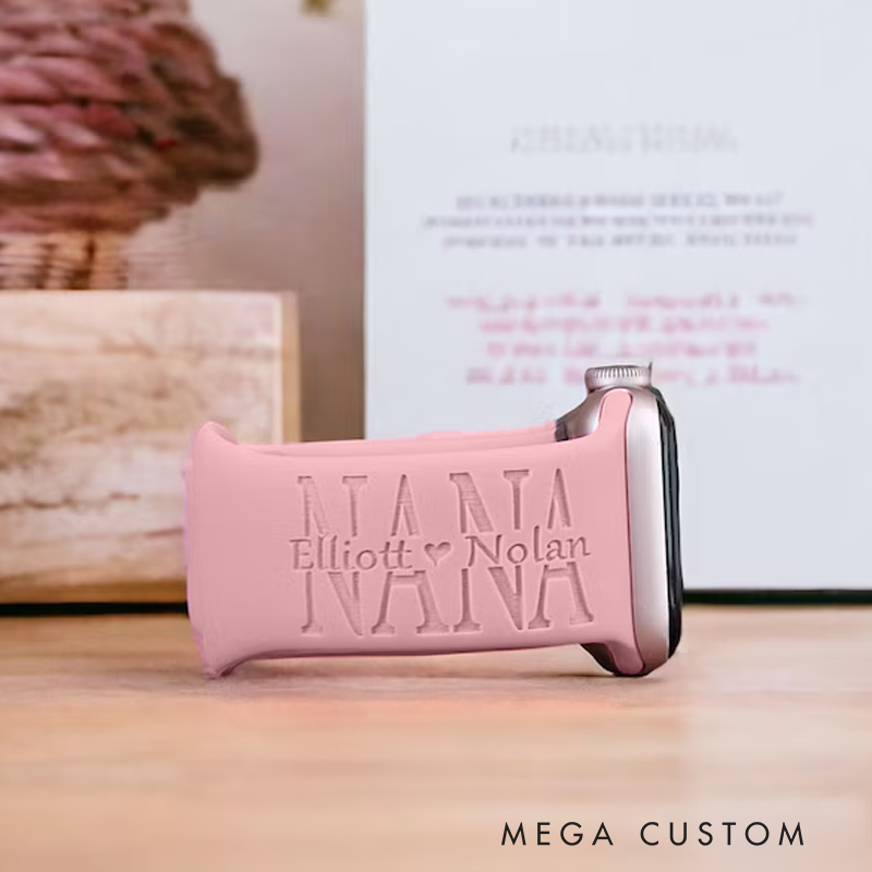 Personalized Name Silicone Watch Band Laser Engraved for Music Lover Apple Watch Strap