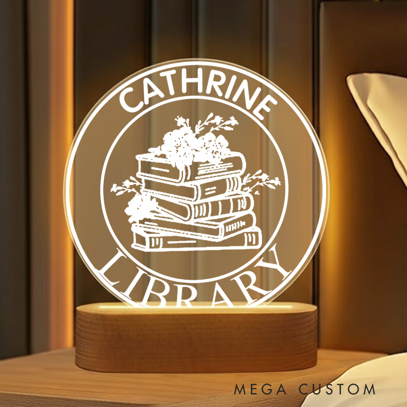 Personalized Floral Book LED Night Light with Name Custom Book Lover Night Light Bookish Home Decor Book Lover Gift Bookish Gift