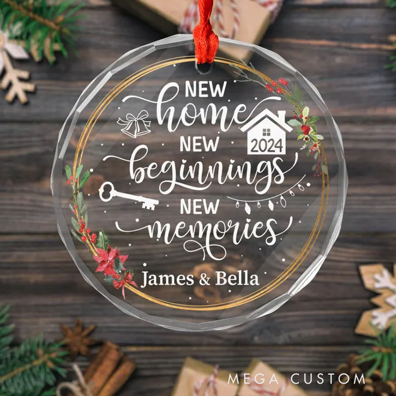Personalized New Home Ornament 2025 New Home Gifts Housewarming Gifts Glass Wedding Ornament First Christmas In Our New Home