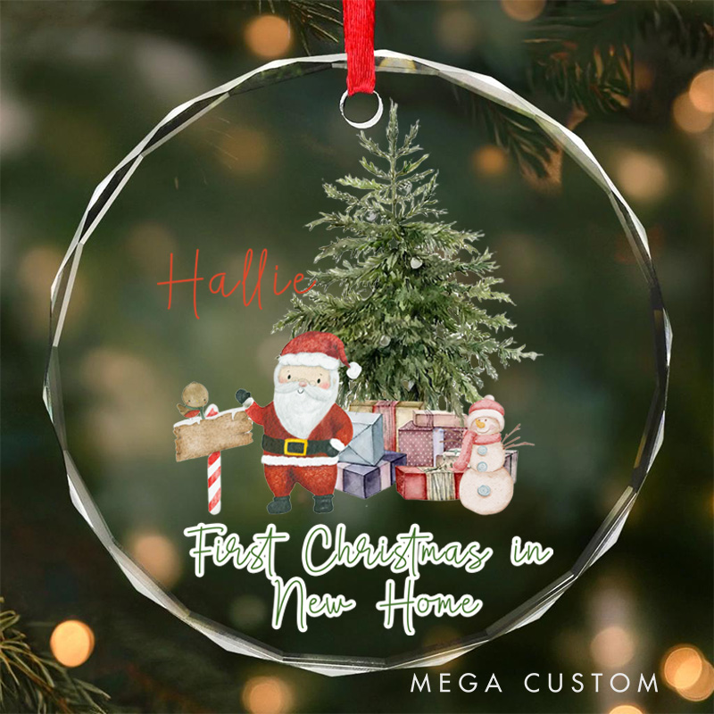 Personalized First Christmas in New Home Ornament 2025 Santa Tree and Gift Design Custom Holiday Decoration for New Homeowners Festive Keepsake Gift